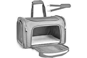 DOKENO Torba transportowa dla kotów i psów, składana torba transportowa dla zwierząt domowych, nosidełko podróżne ze smyczą na ramię dla małych, średnich psów, królików (szara)