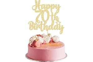 Gyufise Glitter & Fabulous 70th Birthday Cake Topper - Cheers to 70 Years Anniversary Party Decorations Supplies in Gold