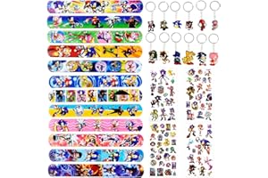 PHILOCTES The Hedgehog Party Mitgebsel,Slap Armbänder,Kindergeburtstag Gastgeschenk,Schnapparmband Kinder, Tattoo Kinder Sticker,Silikon Schlüsselanhänger,Party Favors für Geschenke Kindergeburtstag Mitgebsel