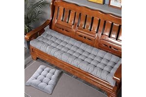 GGOTY Garden Bench Cushion Pad 2/3 Seater,Thick Cotton Bench Pad Cushions 100cm/110cm/120cm,Rectangle Seat Cushion Pads for Outdoor Indoor (Grey,110X40CM)