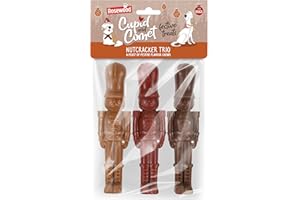 Rosewood Cupid & Comet Nutcracker Trio for Dogs - Three Festive Meaty Dog Chews, Peanut Butter, Cranberry and Ginger Flavours, Rawhide Free Dog Treats, (135g)
