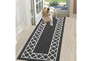 SHACOS Runner Rug for Entryway Non Slip 50 x 150 cm Hallway Hall Runner Rug Washable Narrow Rugs Carpet Runners for Hallway Kitchen Entryway, Black