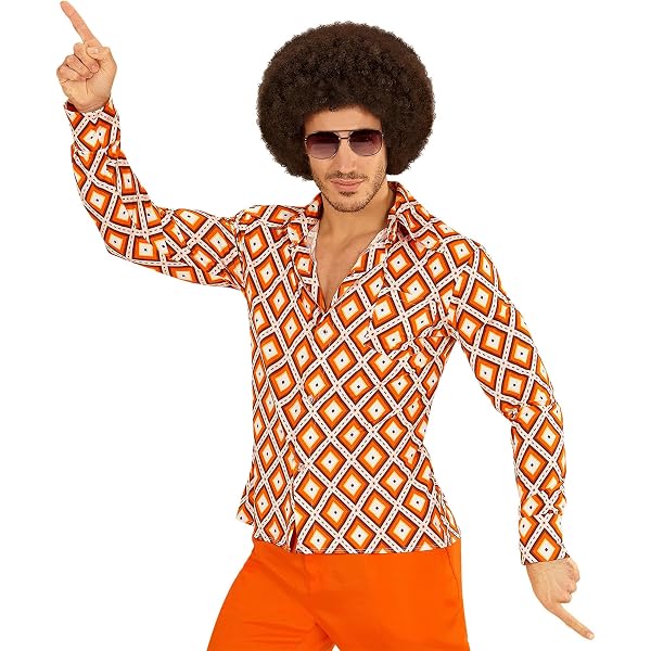 Marco Porta Schlagerhemd In Orange – 70er/80er Jahre Faschingskostüm Mit Rüschen, 100% Polyester