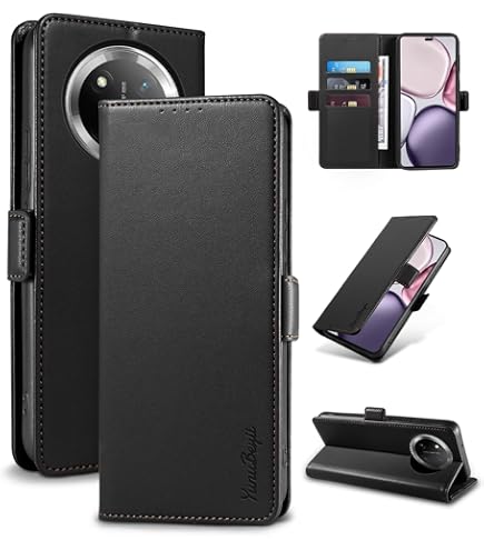 Custodia A Libro Per Honor 6X - Cover In Pelle Con Portacarte - Nero - Foto 7