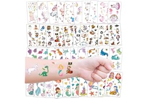 KADERAS Tatuaggi Temporanei per Bambini, 40 Fogli Tattoo Set Inclusi Unicorno Dinosauri Sirena Pirati e così via