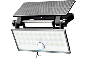 WISDOM LINE 112 LED Luce Solari Esterno, IP65 Impermeabile Faretto Led Da Esterno Con Sensore Di Movimento, 3 Modalità Lampada Solare da Esterno per Giardino, Patio e Garage 1 Pezzi, Bianco Freddo - 1 Pezzi