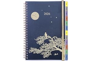 YHH Kalender 2026 A5, Terminplaner/Wochenplaner Ringbuch mit Monatsübersicht, Passwort, Kontakt, Notizen, Innentasche, Spiralbindung Buchkalender 1 Woche 2 Seiten, Planer von Jan.26 bis Dez.26, Deutsch