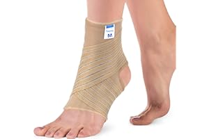 Actesso Elastyczna kostka z paskiem - wsparcie dla słabych kostek, skręceń i urazów sportowych. Dla mężczyzn i kobiet, lewa lub prawa stopa (beżowy, L)