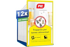 Trappole Farfalline Alimentari PIC - 12 Trappole Antitarme Alimentari - Trappole per tarme della dispensa con feromone, Trappole adesive efficaci per determinare l'infestazione di farfalline del cibo