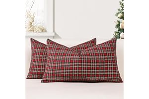 JOTOM Juego de 2 fundas de cojín clásicas a cuadros de 30 x 50 cm, diseño de tartán escocés de Navidad, suaves, sólidas, decorativas, para decoración del hogar, funda de cojín para sofá o dormitorio
