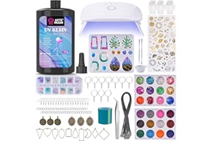 LET'S RESIN UV Resin Set mit UV Lampe, 153Pcs UV Kleber mit Lampe, UV Harz Set für Schlüsselanhänger, Schmuck