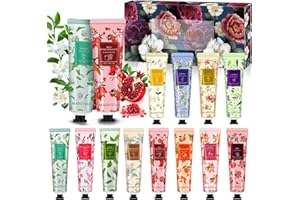 ZQEJEFD Mini Crèmes pour les Mains, 12 Pièces Coffret Crème de Mains, Crème Mains Réparatrice, Beurre de Karite, Rose, Camomille - Idee Cadeau- Coffret Cadeau Noël et d'Anniversairepour Femmes Hommes
