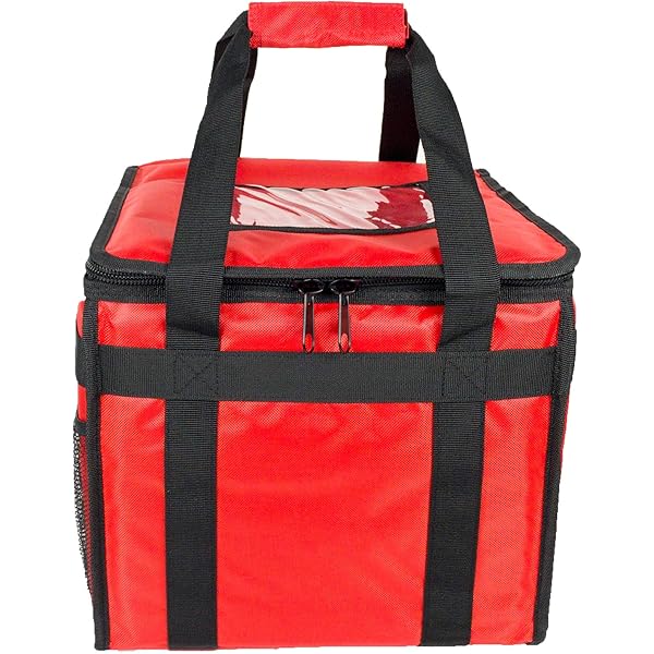 Borsa per alimenti caldi con divisorio per pizza, curry, asporto, ristorante, picnic, indiano, cinese, kebab, catering, borsa per la consegna, isolamento termico (nero, 31L - 35x30x30cm