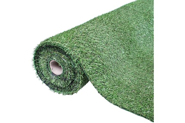 GardenKraft Gazon Artificiel 26079 4 m x 1 m 15 mm Fibres Pelouse de Jardin synthétique Haute densité, Vert foncé