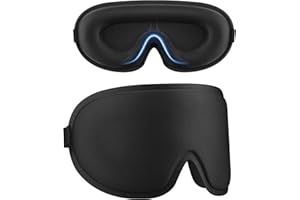 YLK Masque de Nuit Homme/Femme, 3D Masque de Sommeil Latéral Anti-Lumière, Combustion Légère et Respirante, élastiques Réglables (Noir)