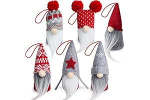 D-FantiX Krasnal ozdoby świąteczne zestaw 6 sztuk, ręcznie robione szwedzkie krasnale dekoracyjne ozdoby pluszowe dekoracje świąteczne drzewo wiszące skandynawski Święty Mikołaj elf dom dekoracja stołu