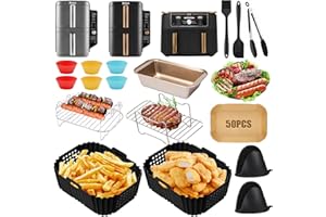 KOMICEA Ninja Double Stack XL 9,5 l akcesoria do frytkownicy na gorące powietrze, 17 sztuk, silikonowa forma do Ninja SL400EU, SL400EUCP, AF400EU podwójna frytkownica na gorące powietrze, w zestawie z grillem