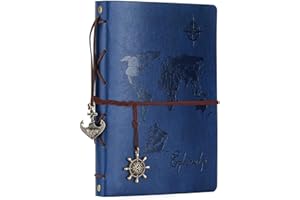 ZEEYUAN Album Scrapbook Mappa del Mondo Album Fotografico in Pelle Viaggio Album Fotografico Fai da Te Retro Sketch Book Regali Anniversario di Compleanno per Il papà Fidanzato