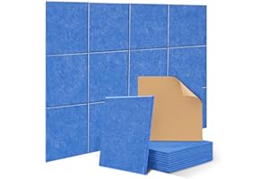 Pannelli acustici autoadesivi da 12 pezzi, pannelli in schiuma acustica fonoassorbente JAMELO con motivo quadrato Pannelli da parete fonoassorbenti ad alta densità per casa studio ufficio