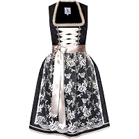 Incantevole dirndl in rosso scuro con stampa floreale e grembiule abbinato