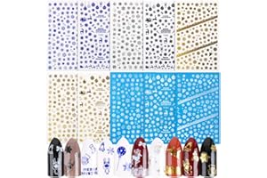 FLOFIA 10 Sheets 1400+pcs 3D Christmas Nail Art Stickers Decals Self Adhesive for Women Girls Snowflake Elk Christmas Stockings Snowman Bell Merry Christmas Nail Decorations