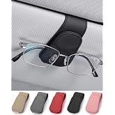 JNNJ Portaocchiali Magnetico Per Visiera Auto In Pelle PU, Supporto Universale Per Occhiali Da Sole, Dimensioni 9x4.8x3.5 Cm, Colore Blu