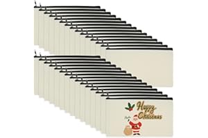 GOYADA 30 Pcs Trousses de Maquillage en Toile, Trousses à Crayons Vierge, Pochette Tissu Zippée Multifonctionnel pour École, Maquillage, Bureau et Bricolage, 12 x 21CM