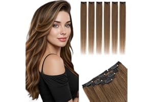 MY-LADY Extension Capelli Veri Clip 6 Pezzi 25cm Extension Capelli Veri per Highlight Natural Lisci Donna #04 Marrone Cioccolato 31g