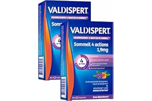VALDISPERT - Complexe Favorisant l'ENDORMISSEMENT - Mélatonine 1.9 mg - 4 ACTIONS: ENDORMISSEMENT # RELAXATION # DIMINUTION des REVEILS NOCTURNES # SOMMEIL DE QUALITE - 2 Mois de TRAITEMENT - 2 x 30