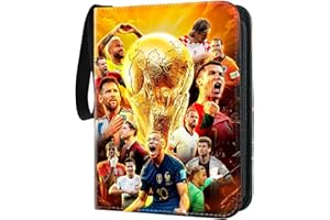 NICEKOOL Álbum de recortes para tarjetas de fútbol, álbum de tarjetas de entrenamiento, soporte para tarjetas de fútbol, carpeta libro compatible con fútbol, 400 tarjetas de capacidad de fútbol, rojo