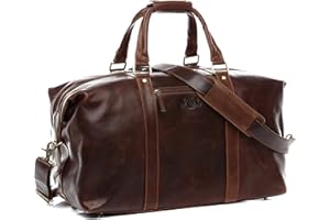 SID & VAIN Duża torba podróżna XL z prawdziwej skóry – duża torba sportowa Zane XL – weekendowy bagaż podręczny torba męska z paskiem na ramię – skórzana torba męska, ręcznie wykonana, Brązowy