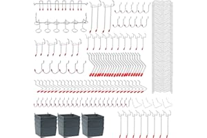 TUDOU 230 Pièces Assortiment de Crochets Pegboard , avec Crochet en Métal, Boîte à Plaques à Ongles, Verrouillage à Ongles, Verrouillage à Ongles pour l'organisation des Outils