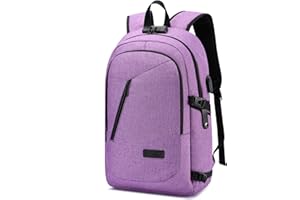WENIG Mochila Portatil Mujer Impermeable Mochila Ordenador Portatil 15.6 Pulgadas Mochilas Escolares Bolso de Escuela Adolescente con Puerto USB Antirrobo Mochila Mujer para Viaje Diario- Púrpura