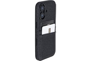 ‎DOCKEM Dockem Etui na Karty do iPhone 17 z Magnetyczną Płytką Montażową, Przycisk Sterowania Aparatem, Portfel z 2 Kieszeniami: M2 Luxe Sztuczna Skóra Styl Płótna (Węglowa Czerń)
