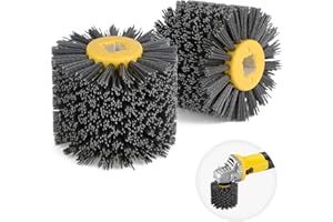 EXLECO 2 Nylonbürsten #120 Körnung Drahtziehrad Pinsel Polierbürste für Satiniermaschine Schwarz Schleifbürste Polierscheibe Bürste Borstenbürste Grit Bürste für 19mm Durchmesser Holz Bürsten Maschine
