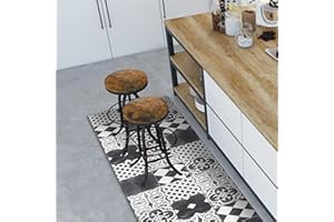 CREARREDA Tapis de Cuisine antidérapant Carreaux de Ciment en Ardoise 120x50 cm Tapis de Protection de Sol en Vinyle 100% fabriqué en Italie, avec Encre Non Toxique, Ignifuge et résistant à l'eau
