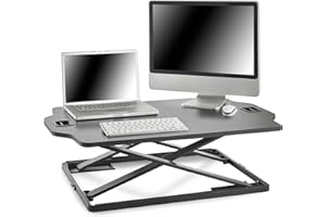 VonHaus Standing Desk Converter, Height Adjustable X-Frame Computer Workstation or Laptop Stand, Ergonomic Spring Sit Stand Office Desk Riser w/Twelve Height Settings, 67cm Length & 8kg Capacity