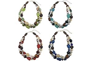 Bocar 2 Layer Statement Chunky Beaded Fashion Necklace for Women Gifts (NK-10384)
