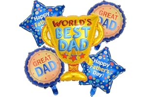 RONBIN Happy Fathers Day Balloons - 5 Pcs Father's day Party Decorations -18 Inch Foil Balloons for Happy Father's Day Birthday Party Decorations Supplies