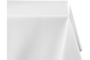 ‎BEAUTEX BEAUTEX fleckenabweisende und bügelfreie Tischdecke - Tischtuch mit Lotuseffekt - Tischwäsche in Leinenoptik, Eckig 110x160 cm, Weiss
