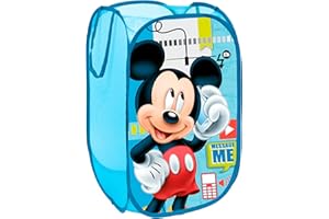 Superdiver - Contenedor plegable de Mickey Mouse, Licencia Oficial Disney: Para guardar y almacenar juguetes y ropa - 36x36x58 cm - Fácil de guardar. Perfecto para niños y niñas.