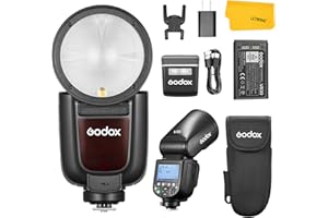 Godox V1 Pro N V1Pro-N Flash pour Nikon, 2.4G TTL Speedlite pour Nikon HSS 1/8000s, 500 Flashes à Pleine Puissance, Environ 1,3s Temps de Recyclage, Charge par Type-C, Externe Flash pour Photographie