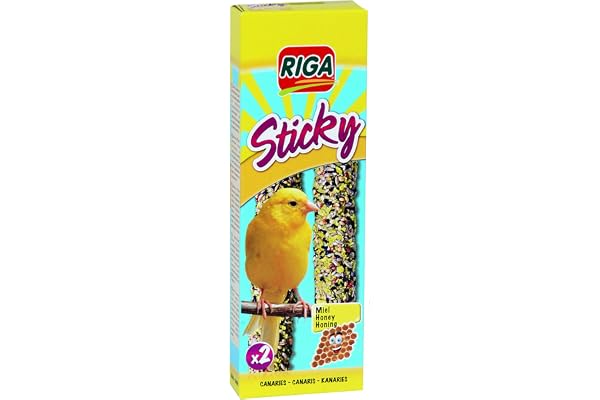 Riga - Sticky au Miel pour Canaris - Baguettes Cuites au Four - Mélange de Graines, Céréales et Miel - Boite de 2 Baguettes Sticky
