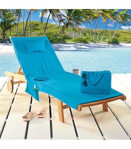 FANSU Liegestuhl Auflage 75x210cm - Frottee Schonbezug Mit Tasche Für Strand & Garten