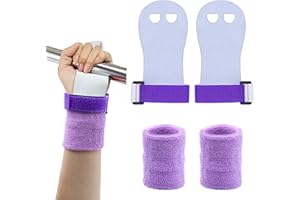DROKENLE Gymnastics Grips Wristbands Sets for Girls Youth Kids, Gymnastic Grips Gloves Gymnastic Bar Palm Protection and Wrist Sports Support Accessories for Kids Training