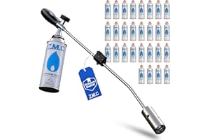 Z.M.C ZMC Unkrautvernichter 2,5 kW + 28 Gaskartuschen 227g, Unkrautbrenner mit Piezo-Zündung, Abflammgerät mit einstellbarer Flammenleistung bis zu 1400 °C, für den unkrautfreien Garten und Gehweg