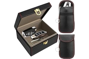 DIYIFE Keyless Go Faraday Box & Bags (2 Czarne) etui Ochronne Keyless Go z 2 Sztukami Kieszeni Blokującej Sygnał, 5-7 kluczyków Samochodowych, osłona RFID, 140 x 123 x 74 mm