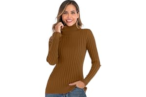 Enjoyoself Damski sweter z golfem, zimowy sweter z długim rękawem, dzianinowy prążkowany sweter, dzianinowe topy