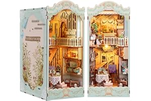 Quanquer DIY Book Nook Kit: Pastoral Diary Dollhouse Wooden Miniature House Kit with LED Light,Rustic Fresh Style 3D Wooden Puzzle Book Nook for Adults,14 Years+
