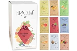BRAGULAT/Saborizantes de agua Sin Azucar, con fruta deshidratada, Vitamina C y B12, colorantes y sabores naturales (15 Sobres MIX Frutas Variado)